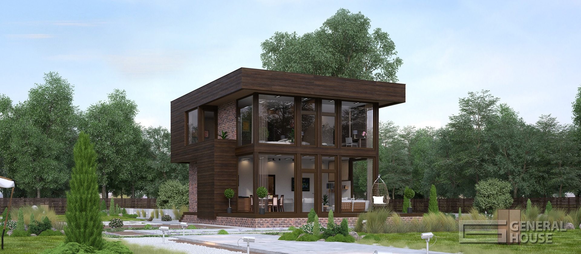Дом из CLT панелей Своя планета 161 — фасад 1