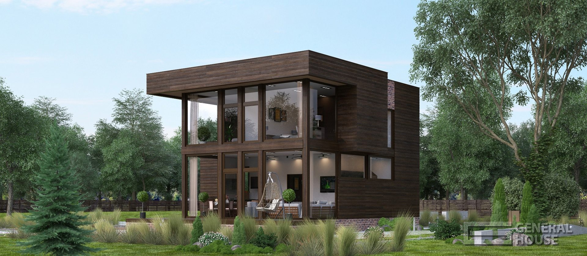 Дом из CLT панелей Своя планета 161 — фасад 2